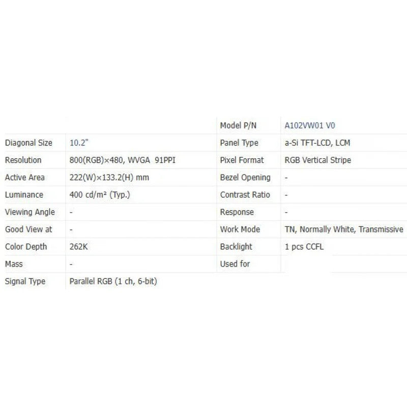 A102vw01 V0 new original brand 10.2 inch LCD screen