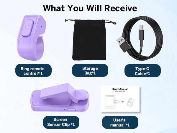 DATAFY Page Turner Ring for Kindle, Hands-Free Remote Control with Storage Bag, Camera Shutter & Video Recording, eReaders Clicker for Kindle iPad iPhone Tablets,TikTokShopBlackFriday