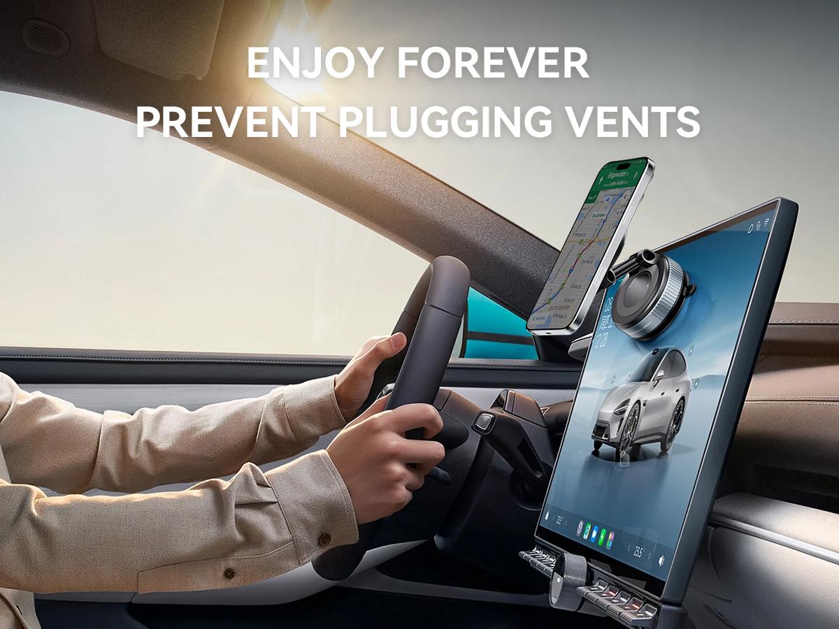 Upgraded Magnetic Phone Holder,Unpowered Version 360° Rotatable Adjustable and Foldable Magnetic & Vacuum Adsorption Car Holder, No Noise for iPhone & Android