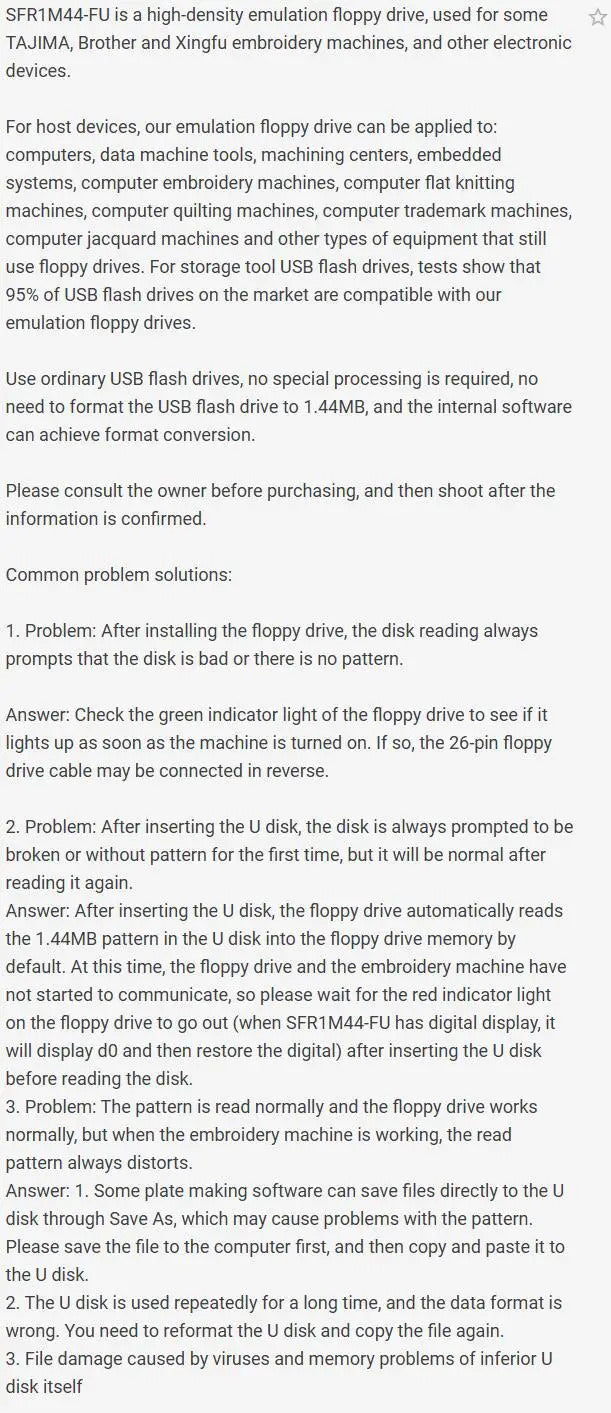 SFR1M44-FU USB to Floppy 3.5" IPC Industrial simulation Floppy 34P to USB interface FDD USB drive supports USB flash Disk