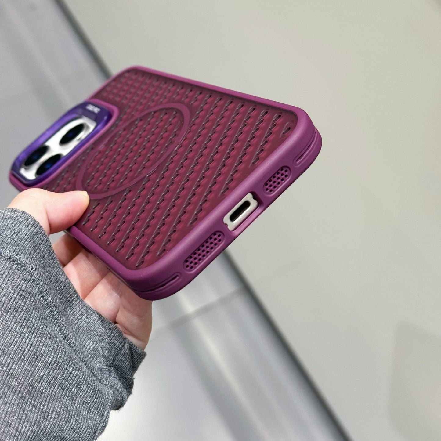 Grid Flip Stand Phone Case Compatible with iPhone 17 16 15 14 13 12 Pro Max Pro Plus Air Magnetic Breathable Heat Dissipation Apple 16 Pro Max Protective Cover