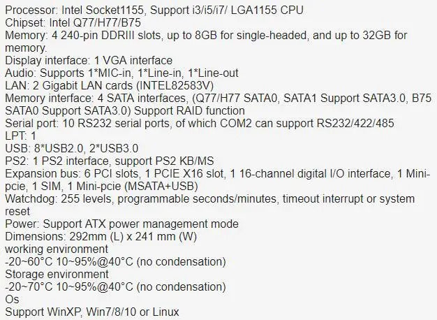 B75 ATX Industrial Motherboard New IPC Board Intel 3th i3 i5 i7 CPU USB3.0 DDR3 Mainboard LGA1155 6*PCI VGA LPT 2-LAN 10*COM