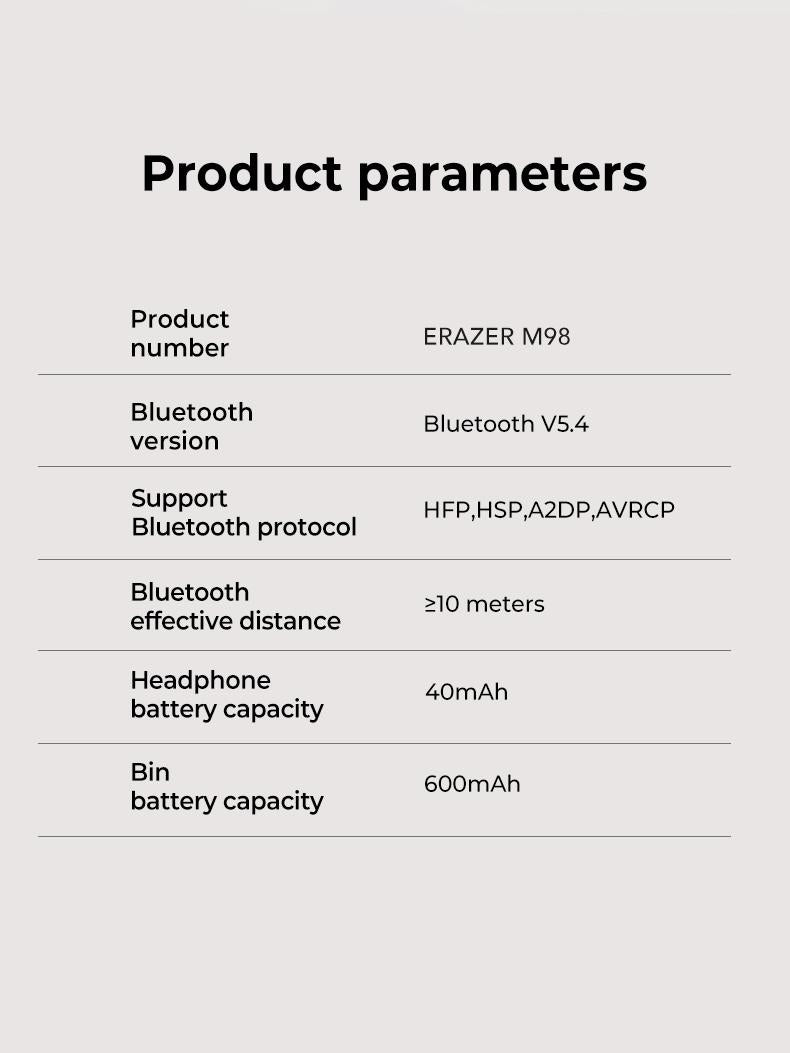 ERAZER XP6 Wireless Earbuds, Bluetooth 5.4 HIFI Sound Quality Bluetooth Headphones, Sports Gaming with Low Latency Earbuds, Touch Control IPX5 Waterproof With microphone Earphones Headsets