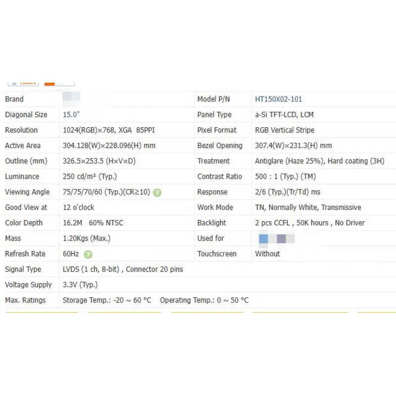 Ht150x02-101 new original 15 inch LCD screen