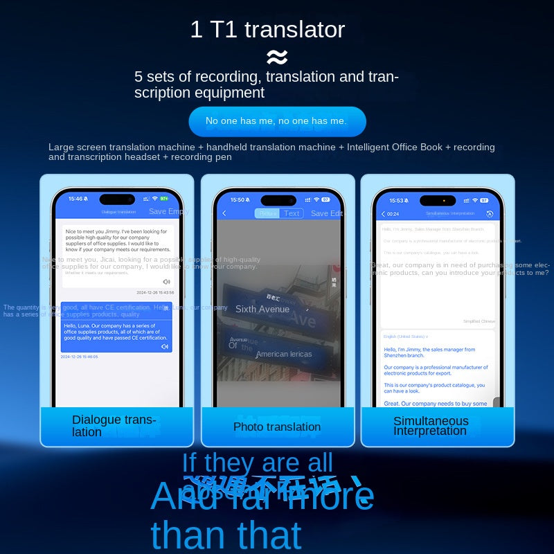 Black Technology Ai Large Model T1 Translator Ultra-thin Card Magnetic One-click Translation Global Video Inter-Translation
