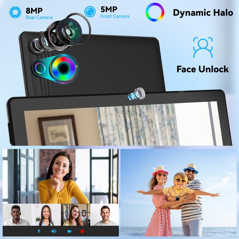 10.1-inch Android 14 Octa-core Tablet Set,12GB RAM 64GB ROM,Face ID, Bluetooth,5MP+8MP Dual Camera,WiFi 6, 5000mAh Battery,5MP+8MP