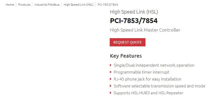 PCI-7853 PCI-7854 High Speed Link (HSL) PCI-7853 7854 High Speed Link Master Controller