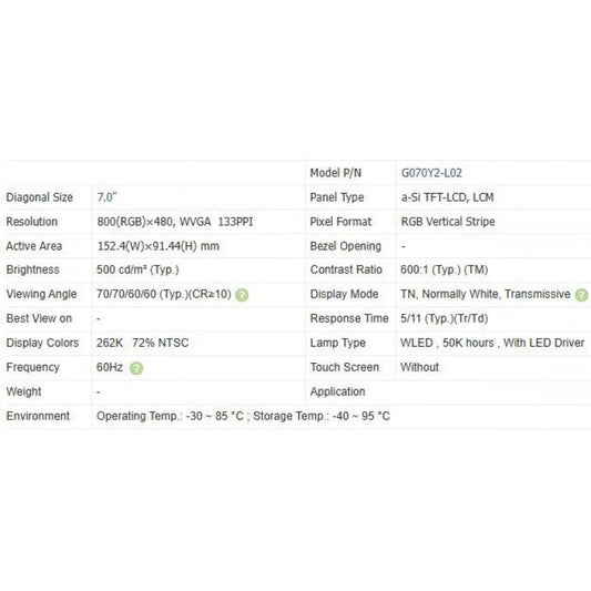 G070y2-l02 brand new original 7 inch LCD screen