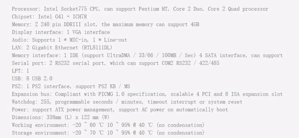 G41 Full-size CPU Card PICMG1.0 New Original IPC MotherBoard ISA PCI Industrial Mainboard with 2LAN 775 E5500 CPU 4GB RAM