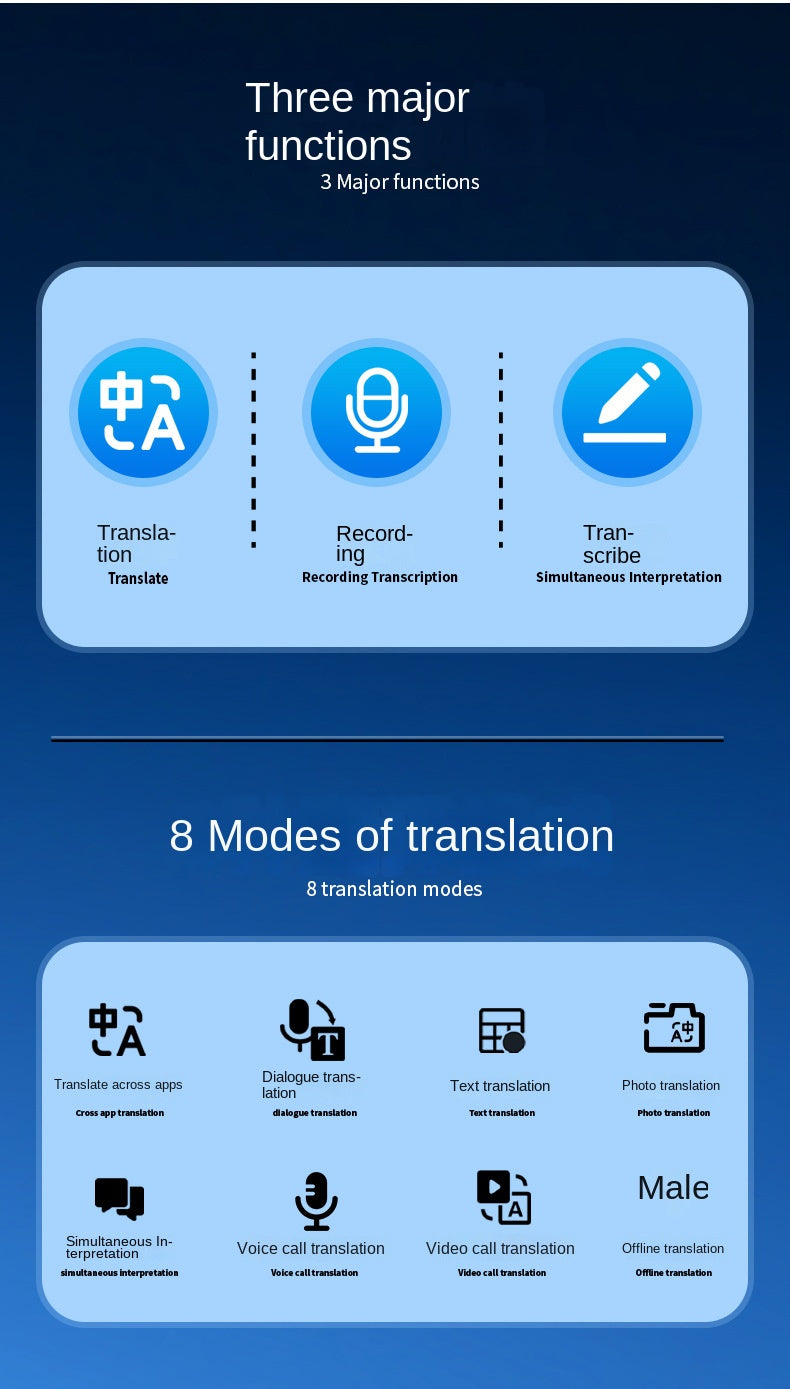 Black Technology Ai Large Model T1 Translator Ultra-thin Card Magnetic One-click Translation Global Video Inter-Translation