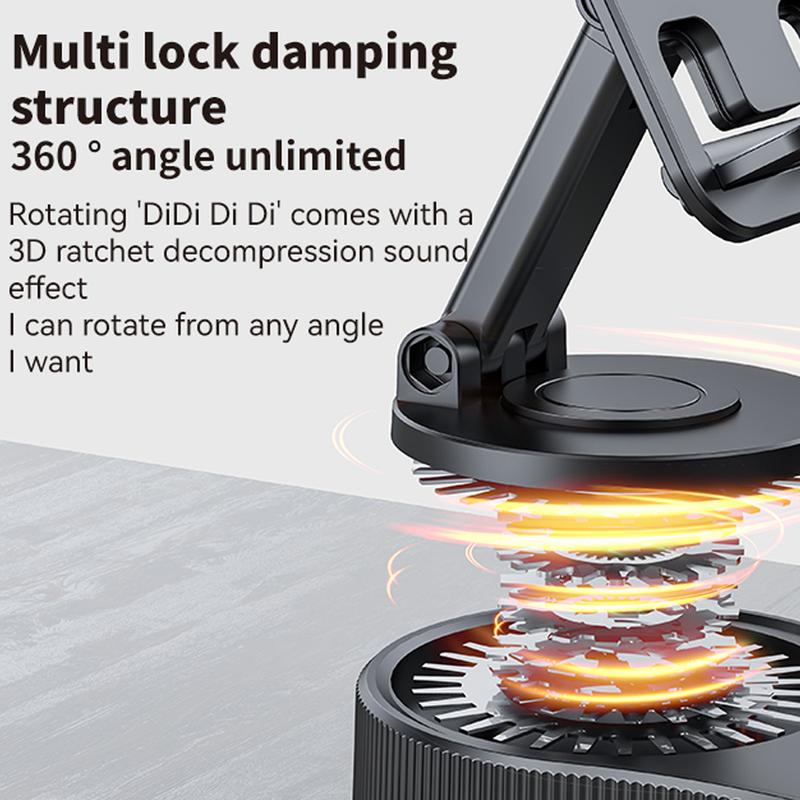 Wireless Audio Bluetooth Speaker 5in1 Phone Holder Emergency Rechargeable withColorful Ambient Light 300° Foldable for Tablet iPhone Android, Gifts for Men Women ,Black