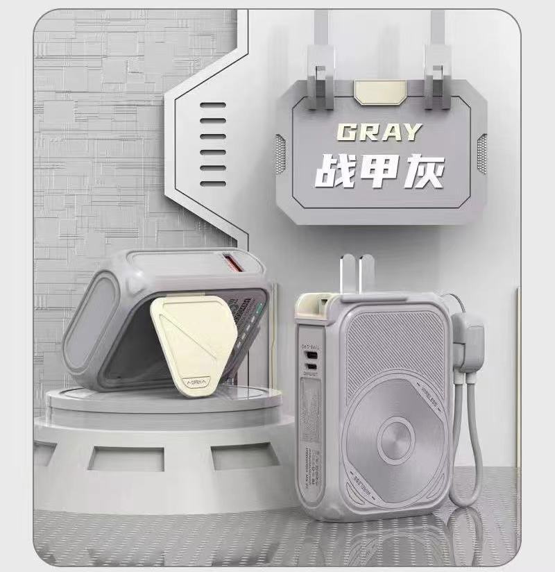 AC Plug Charger20000Ma 5-in-1 Wireless Magnetic Charging22.5W Fast Charging Built-in Cable Portable Power Bank