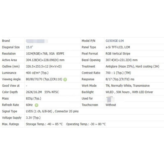 G150xge-l04 brand new original 15 inch LCD screen