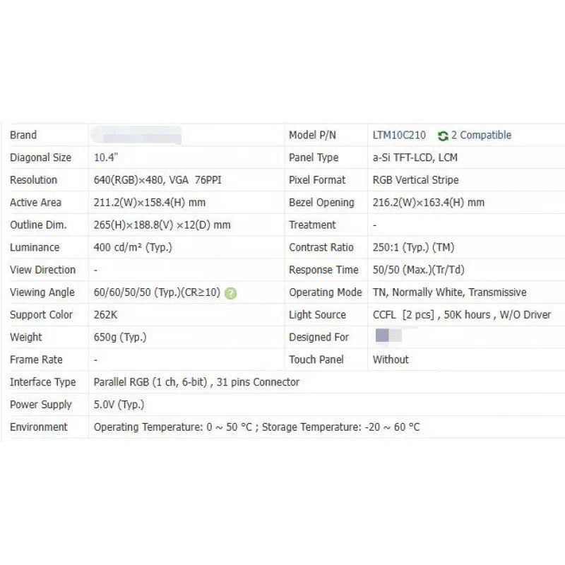 LTM10C210 Brand New Original 10.4 Inch LCD Screen