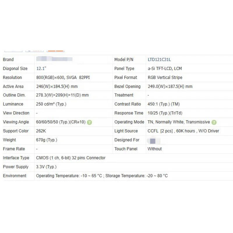 Ltd121v31l new original brand 12.1 inch LCD screen