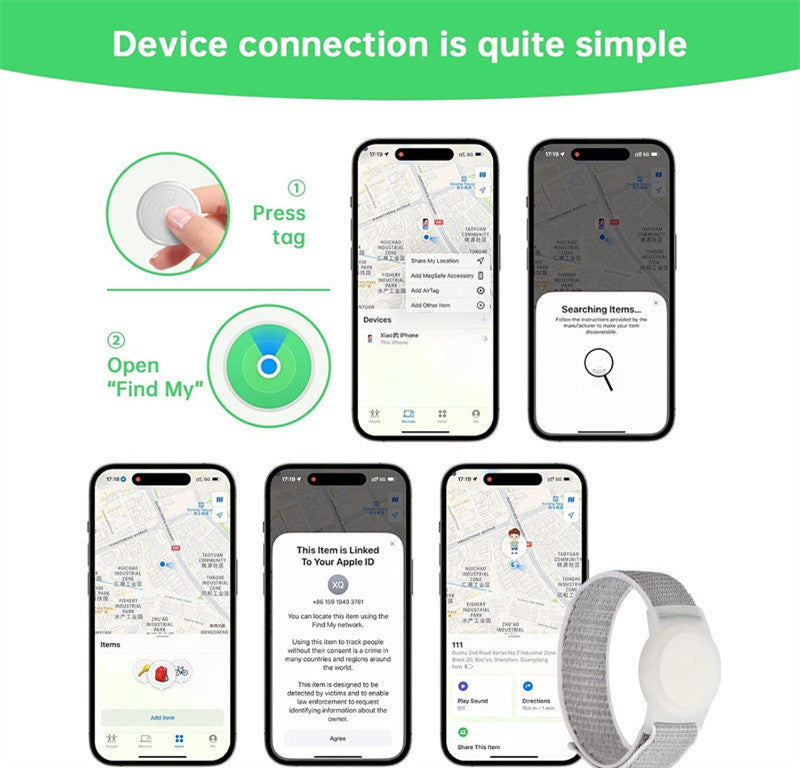 Cross-Border Find My Global Positioning Tracker Suitable for Children and Teenagers Bracelet Strap(Only iOS)