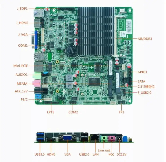 J3160 Motherboard Mini-ITX SBC IPC Mainboard industrial Fanless Board Mini ITX with ATOM DC-12V COM LAN VGA EDP