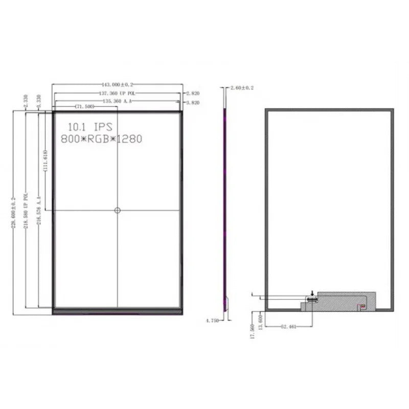 31-pin Interface a-Si TFT-LCD, LCM 800(RGB)x1280, LCD Screen WXGA 150PPI LCD Screen 10.1 Inch MIPI WLED