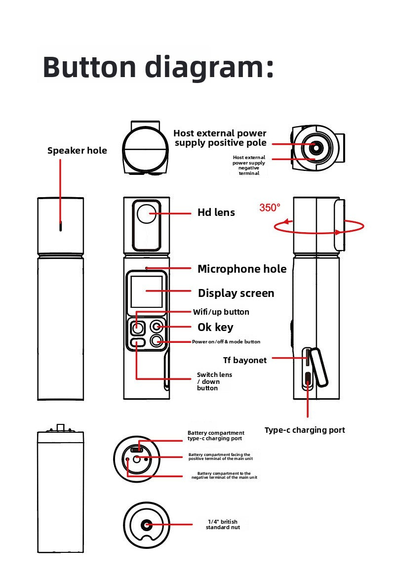 Cross-Border New Handheld Camera 4K Action Camera HD Outdoor Sports Shooting Handheld Vlog Pocket Camera