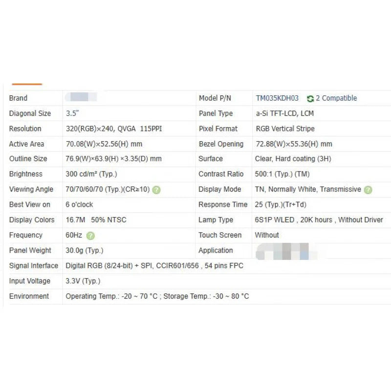 Tm035kdh03 brand new original 3.5 inch LCD screen