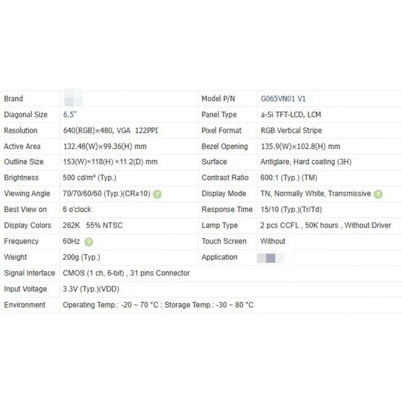 G065vn01 V1 new original brand 6.5 inch LCD screen