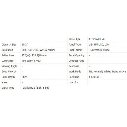 A102vw01 V0 new original brand 10.2 inch LCD screen