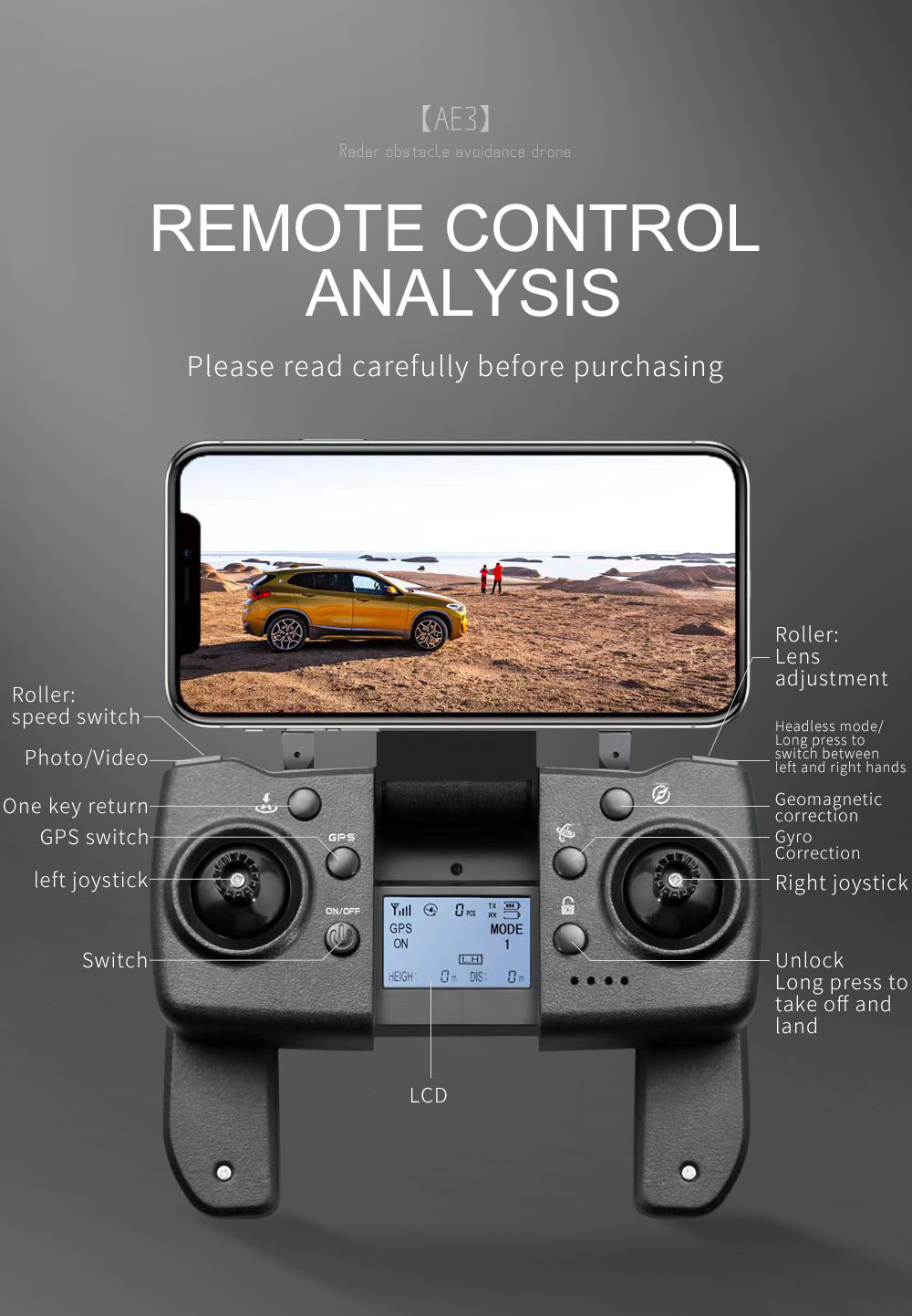 Cross-Border AE3Long Endurance Brushless Drone GPS Three-axis gimbal obstacle avoidance drone HD aerial photography remote control aircraft