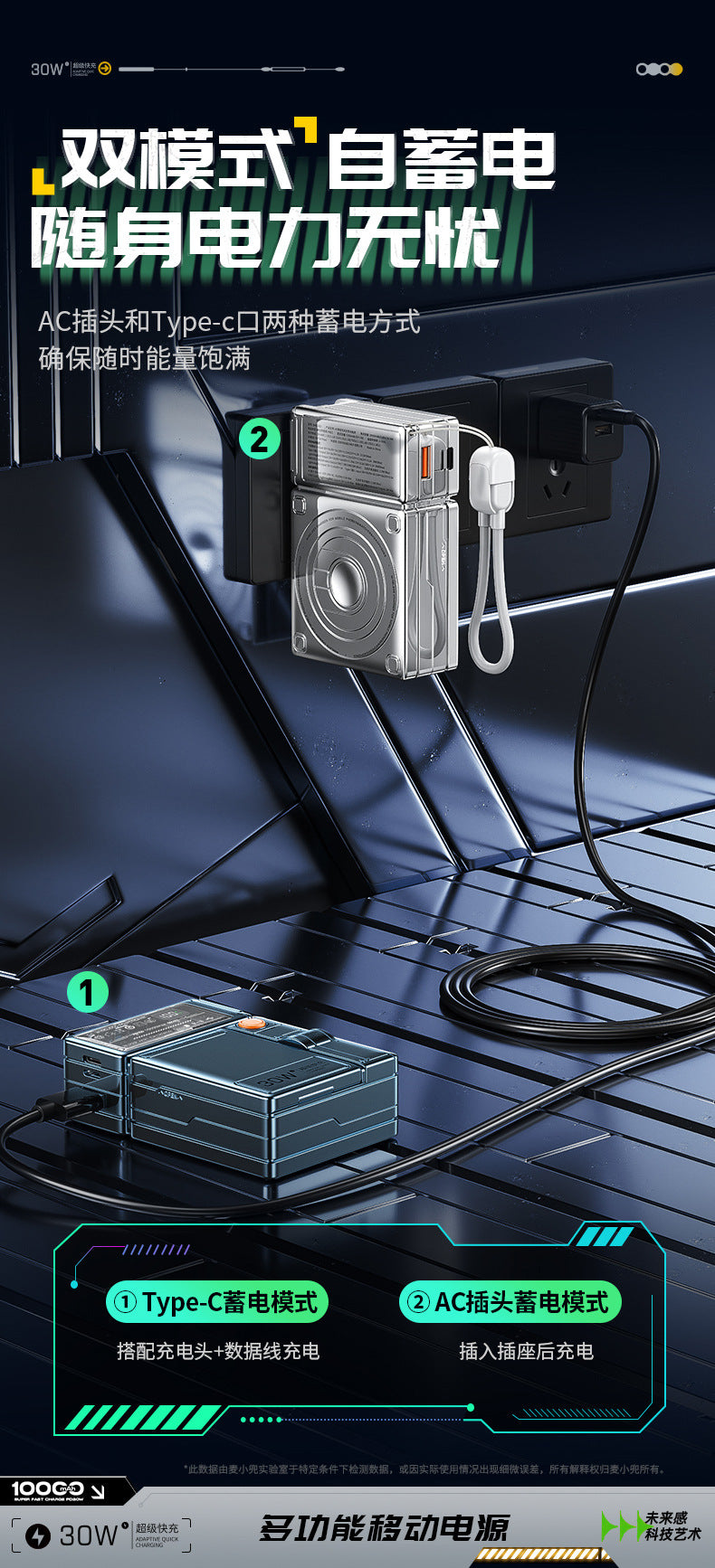 AC Plug Charger30W Super fast charging portable power bank with stand cross-border magnetic charger