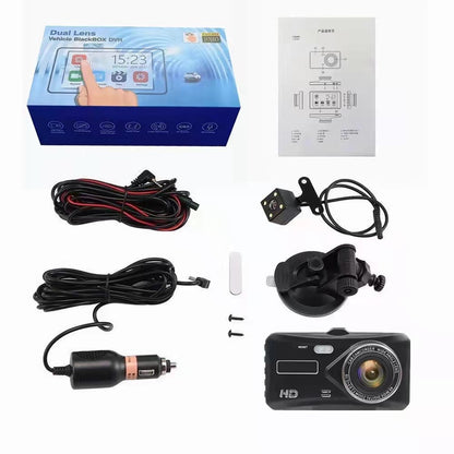Hd4Inch2.5D Touch Control Front and Rear Dual Recording Car Camera DVR24Hourly Parking Monitoring1080P Driving Recorder