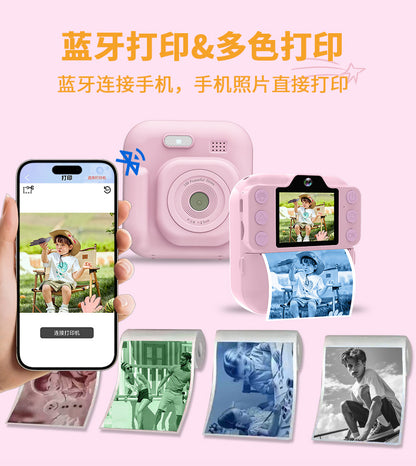 Cross-Border Children's Camera Dual-Shot Bluetooth Multi-Color Printing Camera Girl's Birthday Gift Mobile Printing Polaroid