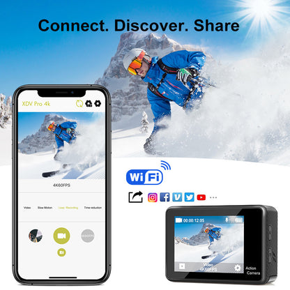 Cross-border action camera anti-shake touch dual screen wifi Outdoor shooting ski riding head-mounted camera factory