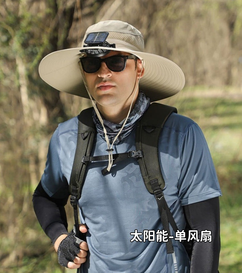 Foreign Trade Hot Item Solar Hat Rechargeable Dual Fan Men's Fishing Fisherman Hat Outdoor Sun Hat Sun Protection Hat