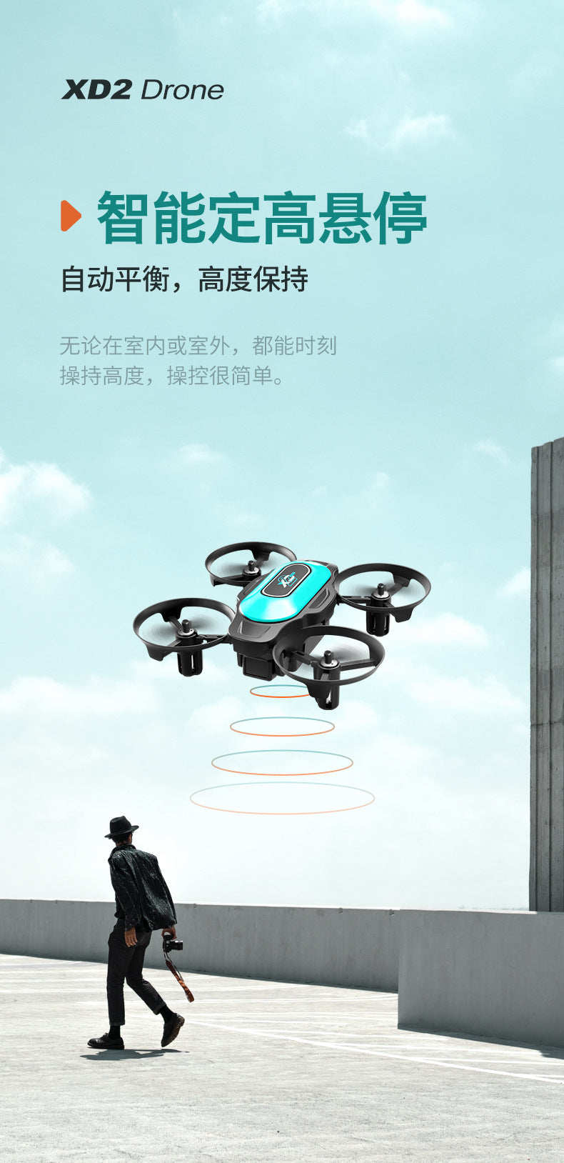 Cross-Border XD2Mini Drone, Shockproof and Impact Resistant2.4G Four-Axis Aircraft360°Rotating and Rolling Remote Control Toy