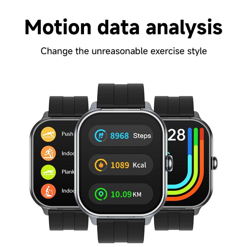 SIMSONLAB 2.01 Inch Smart Watch with Silicone Case, Fashionable Wearable Device for Men & Women, Support BT Calling and NFC Function, Multi-sport Modes Fitness Tracker