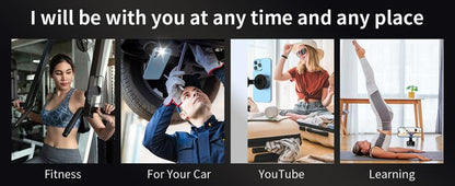 Vacuum Magnetic Phone Holder Stand – Foldable & Retractable Mount with Strong Magnetic Suction, Portable Phone Stand for Car, Mirror, Gym & Multi-Scene Use | Bubble-Free, Spotless Screen Design