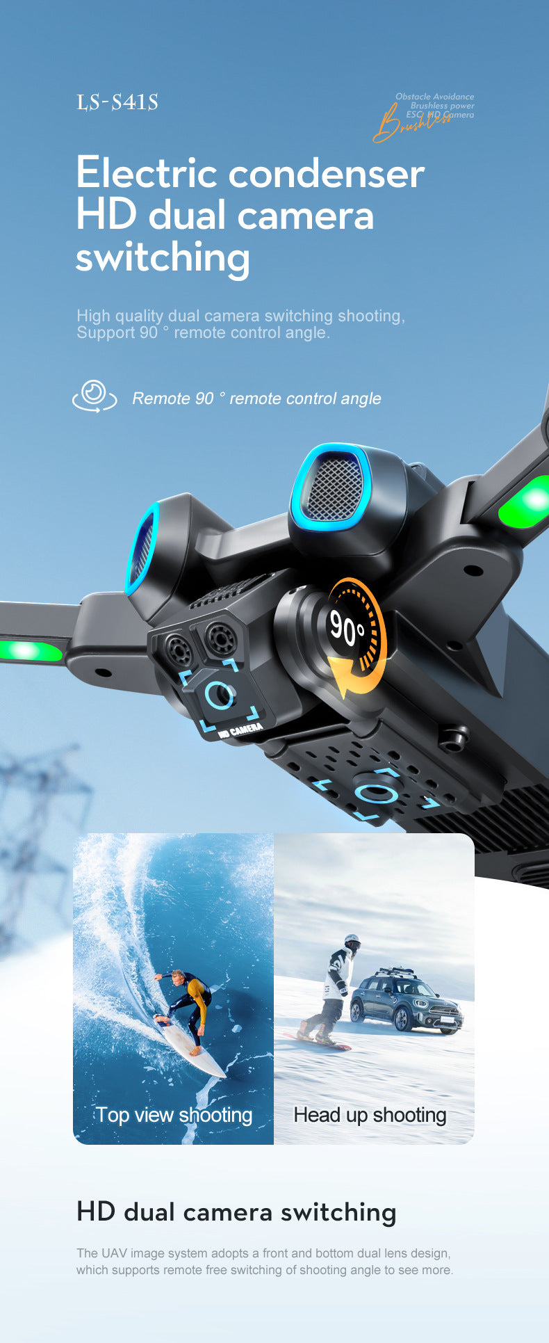 Cross-border Drone Brushless Motor ESC HD Lens Optical Flow Positioning Remote Control Aircraft Obstacle Avoidance Quadcopter