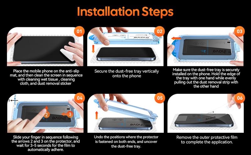 Screen Protector for iPhone 16/15/14/13/12 Series, Full Coverage Protective Tempered Glass, Easy Installation, Case-Friendly,Fingerprint Reduction,Shockproof Protection ACC  2 Pcs