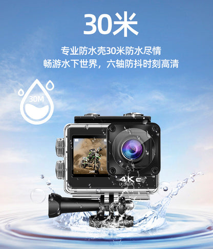 Cross-Border4k Action Camera HD Dual Screen wifi Outdoor sports wireless shooting head-mounted cycling camera factory