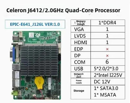 J6412 3.5 inch Motherboard 3.5" SBC IPC Mainboard industrial with Elkhart Lake Celeron Quad Core DC-12V 6COM 2 x 2.5GbE LAN,