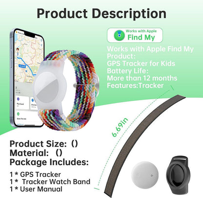 Cross-Border Find My Global Positioning Tracker Suitable for Children Woven Pattern Bracelet Strap(Only iOS）
