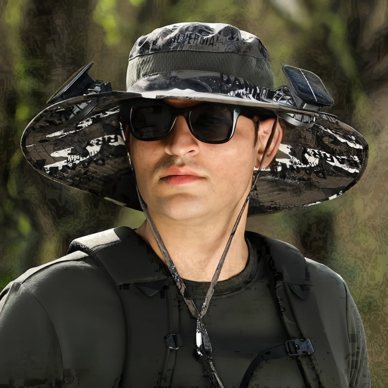 Foreign Trade Hot Item Solar Hat Rechargeable Dual Fan Men's Fishing Fisherman Hat Outdoor Sun Hat Sun Protection Hat