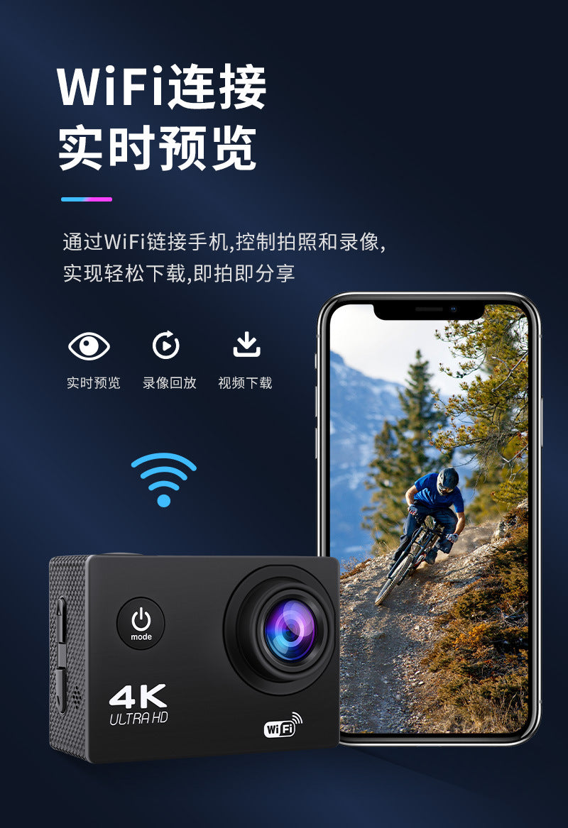 Cross-border new high-definition action camera4k Anti-Shake Smart Wireless wifi Outdoor shooting riding helmet camera