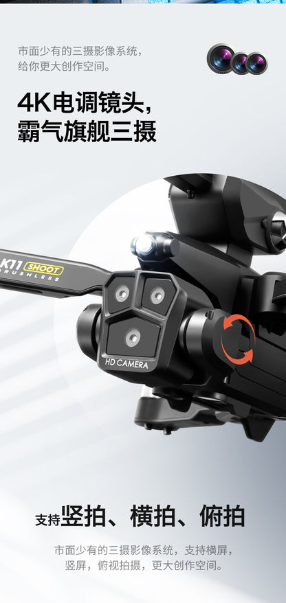 K11Max Drone Brushless Motor Three-Camera Aerial Photography Quadcopter Water Bomb Launch Remote Control Aircraft Drone