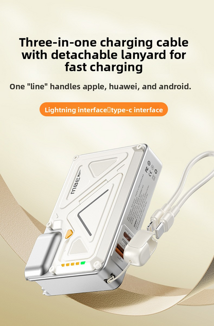 Power Bank AC Power Bank 35W Fast Charging with Built-in Cable Portable Power Supply Magnetic Wireless Charging Stand Multi-Function