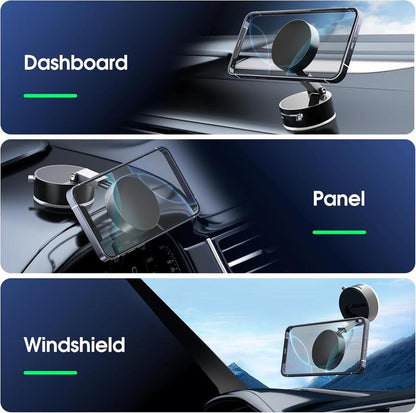 Vacuum Magnetic Phone Holder Stand – Foldable & Retractable Mount with Strong Magnetic Suction, Portable Phone Stand for Car, Mirror, Gym & Multi-Scene Use | Bubble-Free, Spotless Screen Design