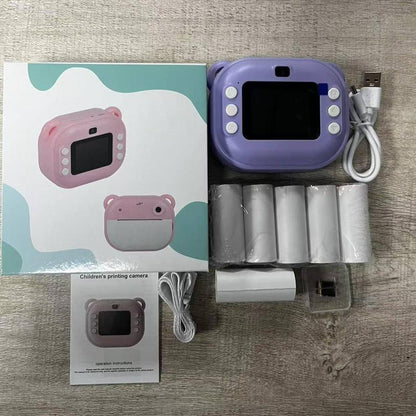 Instant Camera, Portable Camera, Digital Camera, Multifunctional 1080P HD Dual-Camera Kids Instant Print Camera, Includes Storage Card & Thermal Paper Roll, Birthday Gift