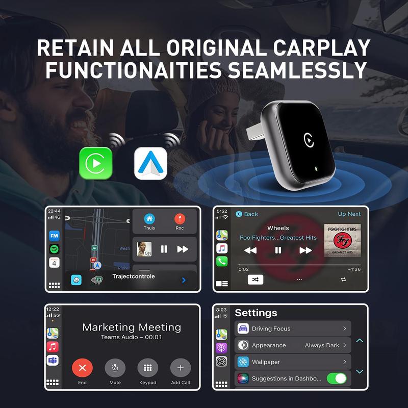 2026 latest model 2 in 1 Wireless  CarPlay Adapter, for Both Apple and Android, Converts Wired to Wireless,Fast Connection, No Latency