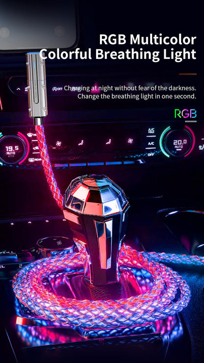 【Mother's Day Gift】Four-in-One 100W Colorful lights Data Cable,Supports fast charging and data transmission,Free switching four interfaces, Luminous Durable