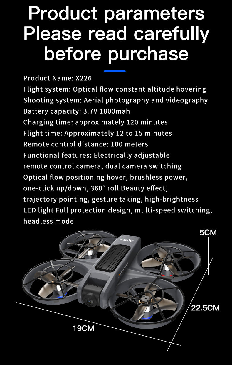 Cross-Border X226Screen-Controlled Drone Optical Flow Positioning Brushless Aircraft HD Aerial Photography ESC Camera Remote-Controlled Airplane