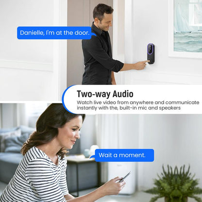 Smart 1080P Video Doorbell Camera Wireless, AI Human Detection, Live View, 2-Way Audio, Included Chime, Night Vision, 2.4G Wi-Fi, Cloud Storage, Indoor/Outdoor Surveillance Cam (Purple)